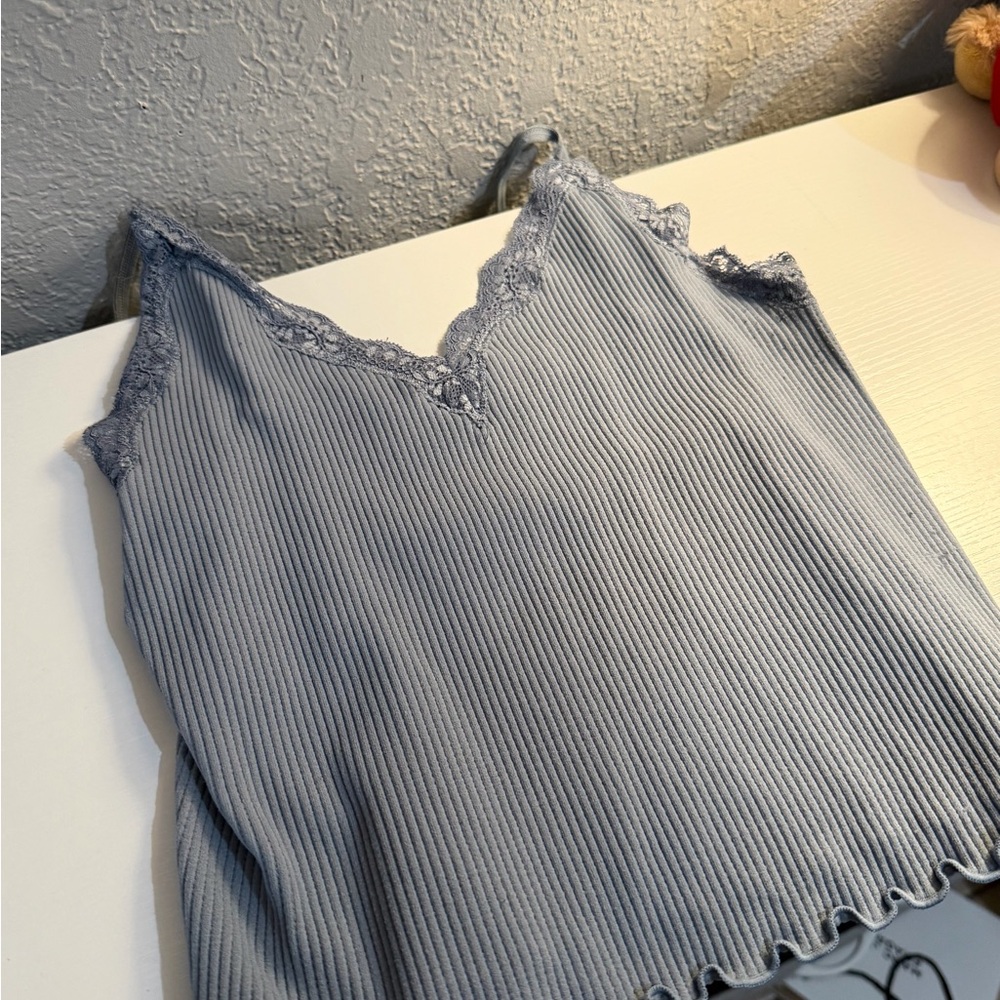 Ribbed Blue Tank Top